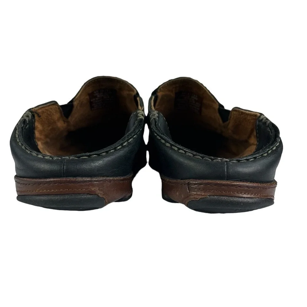 Olukai Maloa Loafers Mens 9.5 Black Leather Back Drop Heels‎ Shoes